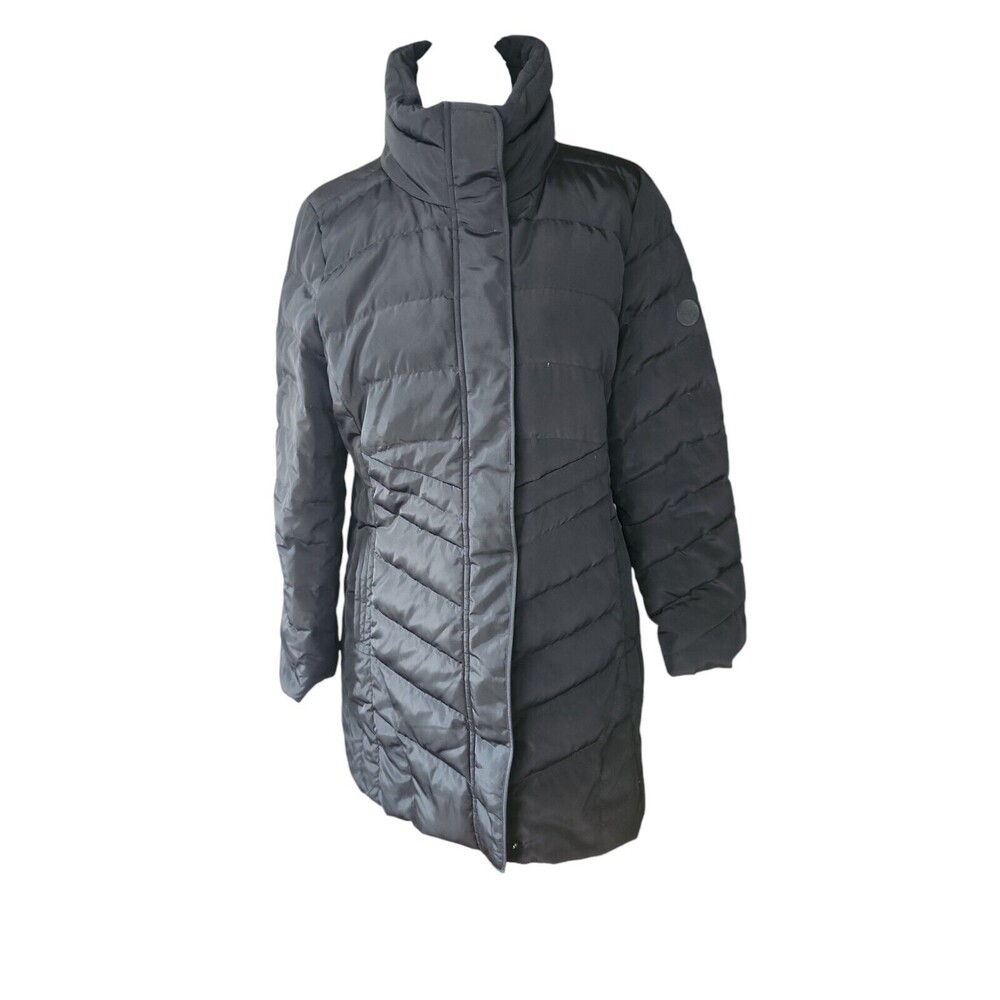 Vuarnet Quilted Coat Womens Size 105 (US L) Knee Length Down Filled Black Winter